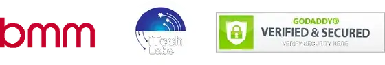 BMM Testlabs, iTech Labs and GoDaddy Verified and Secured seals shown by Auwin